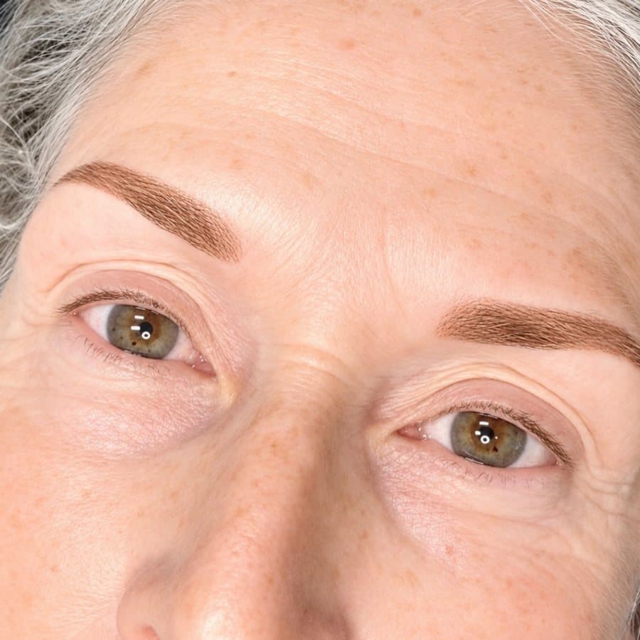 Soft, natural eyebrow tattoo, cosmetic tattoo by Jay Lash and Brow, St Ives